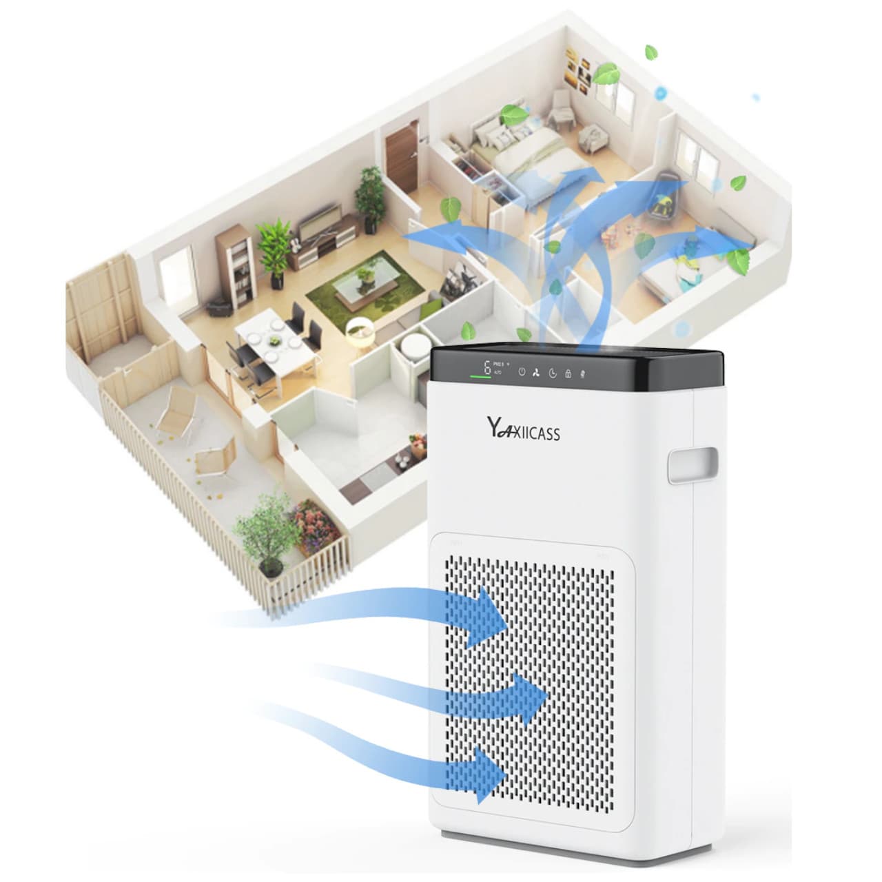 Oczyszczacz powietrza YAXIICASS A3F z Wi-Fi eliminuje uciążliwe alergeny i pyłki.