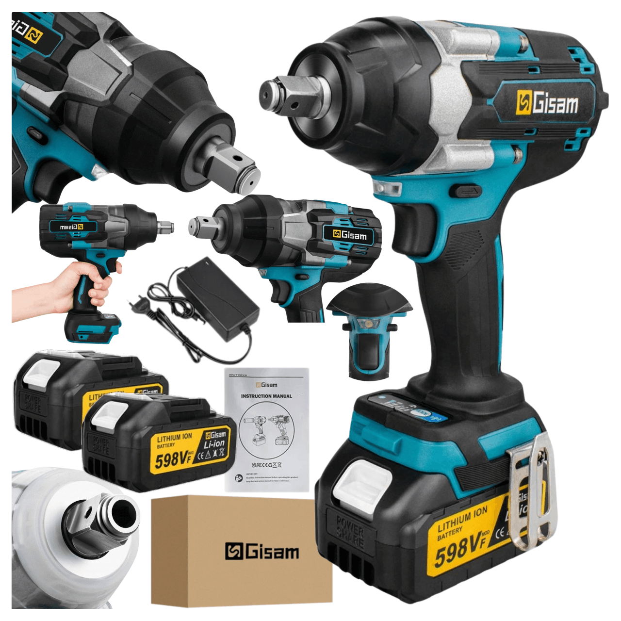 Zakrętarka udarowa 18V 1800Nm klucz udarowy kompatybilny z bateriami BL18XX