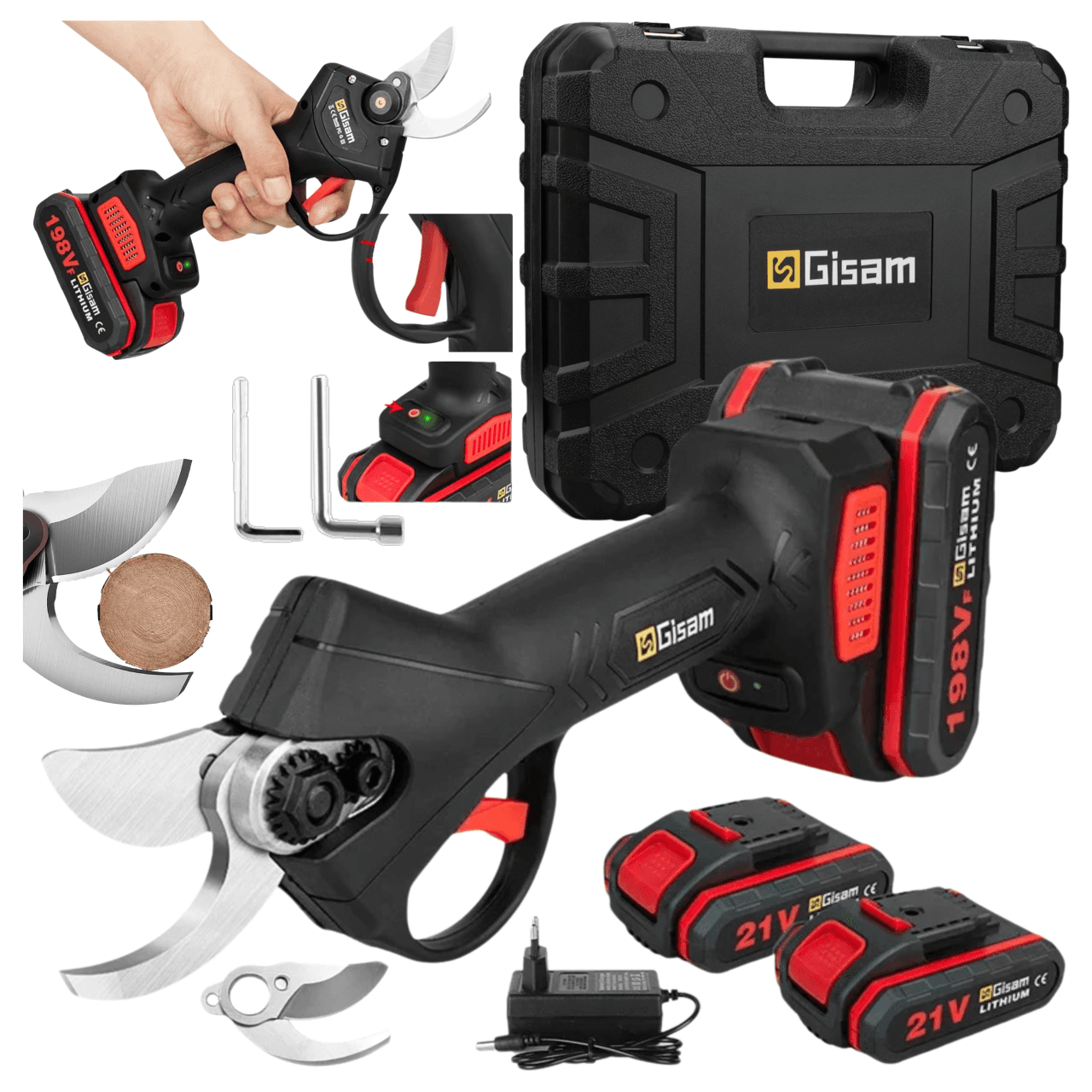 Sekator do gałęzi Akumulatorowe Nożyce do przycinania dwa akumulatory +box