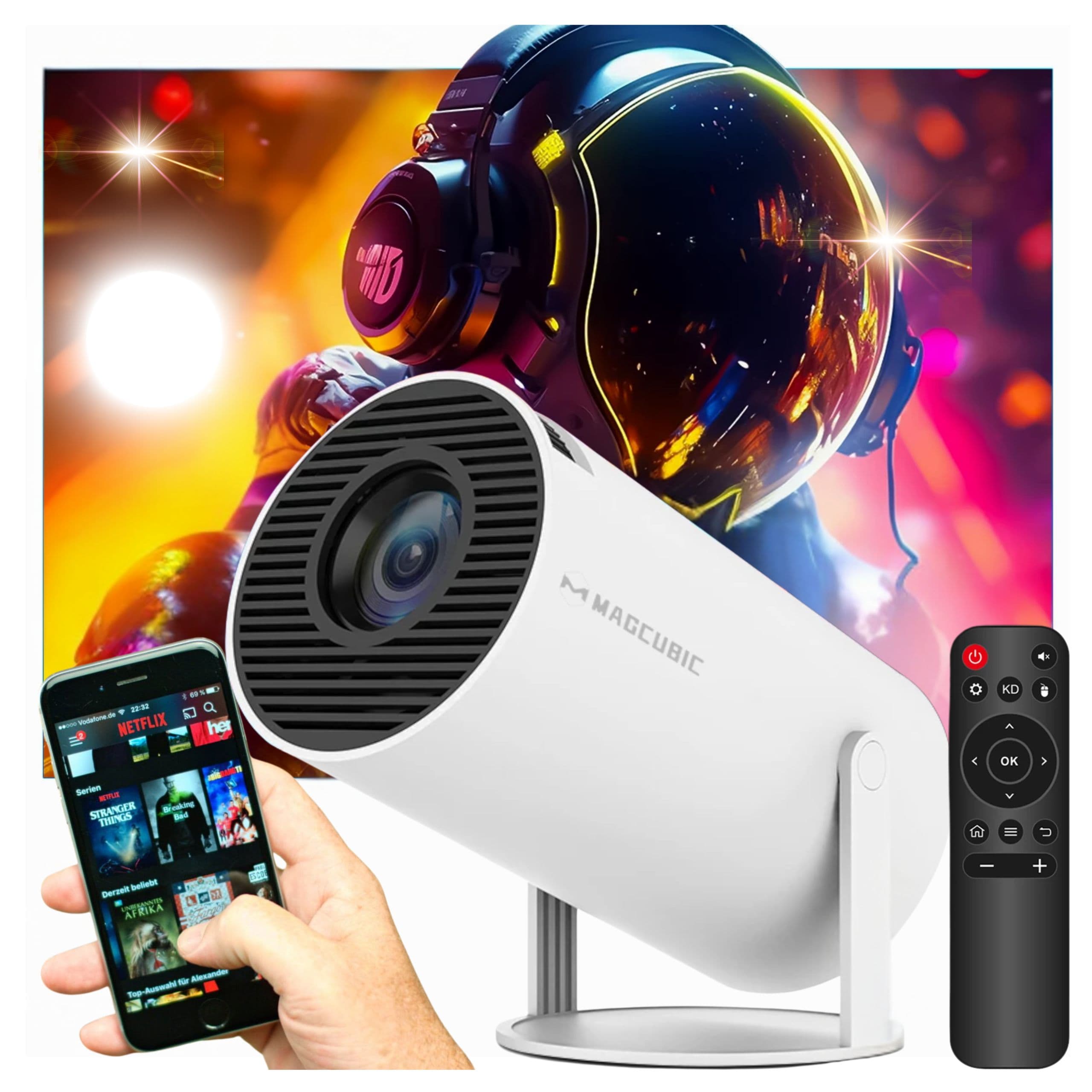 Projektor HY300 PRO wersja 2025 4K WiFi Android Smart TV LED przenośne kino