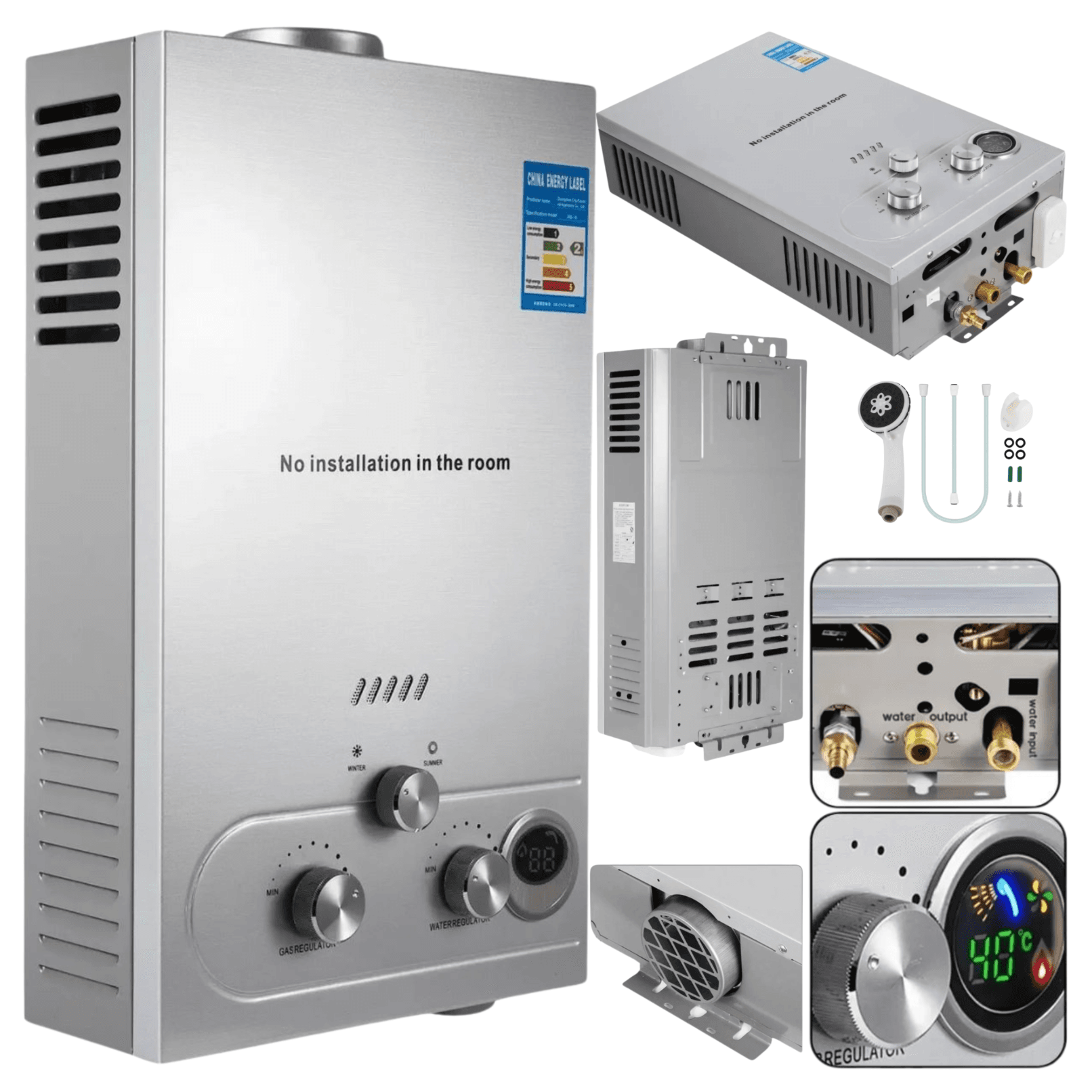 Gazowy podgrzewacz wody 6L/min 12kW LPG Przepływowy Do Jacuzzi Domu Kampera