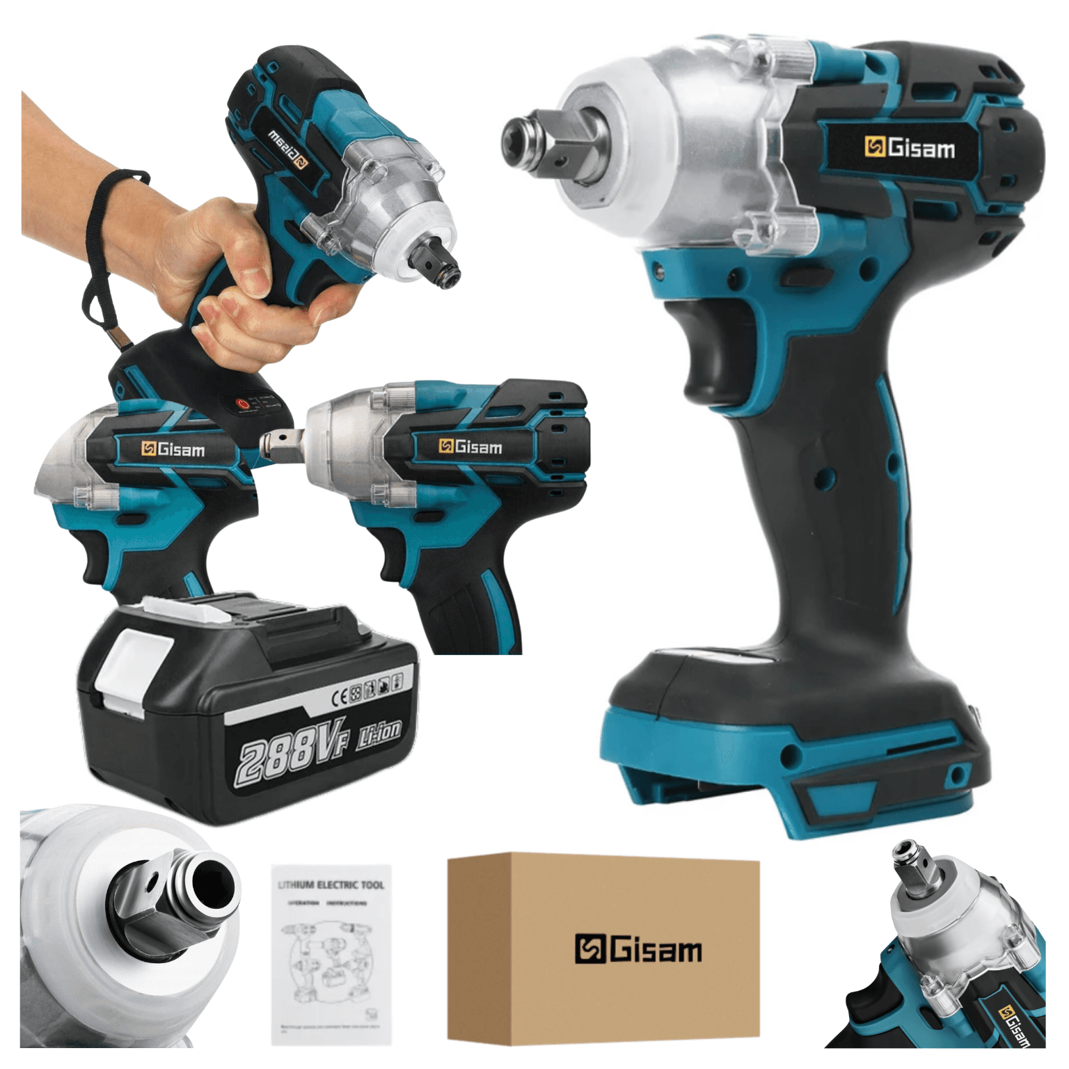 Zakrętarka udarowa 520Nm 18V klucz udarowy kompatybilny z bateriami BL18XXB