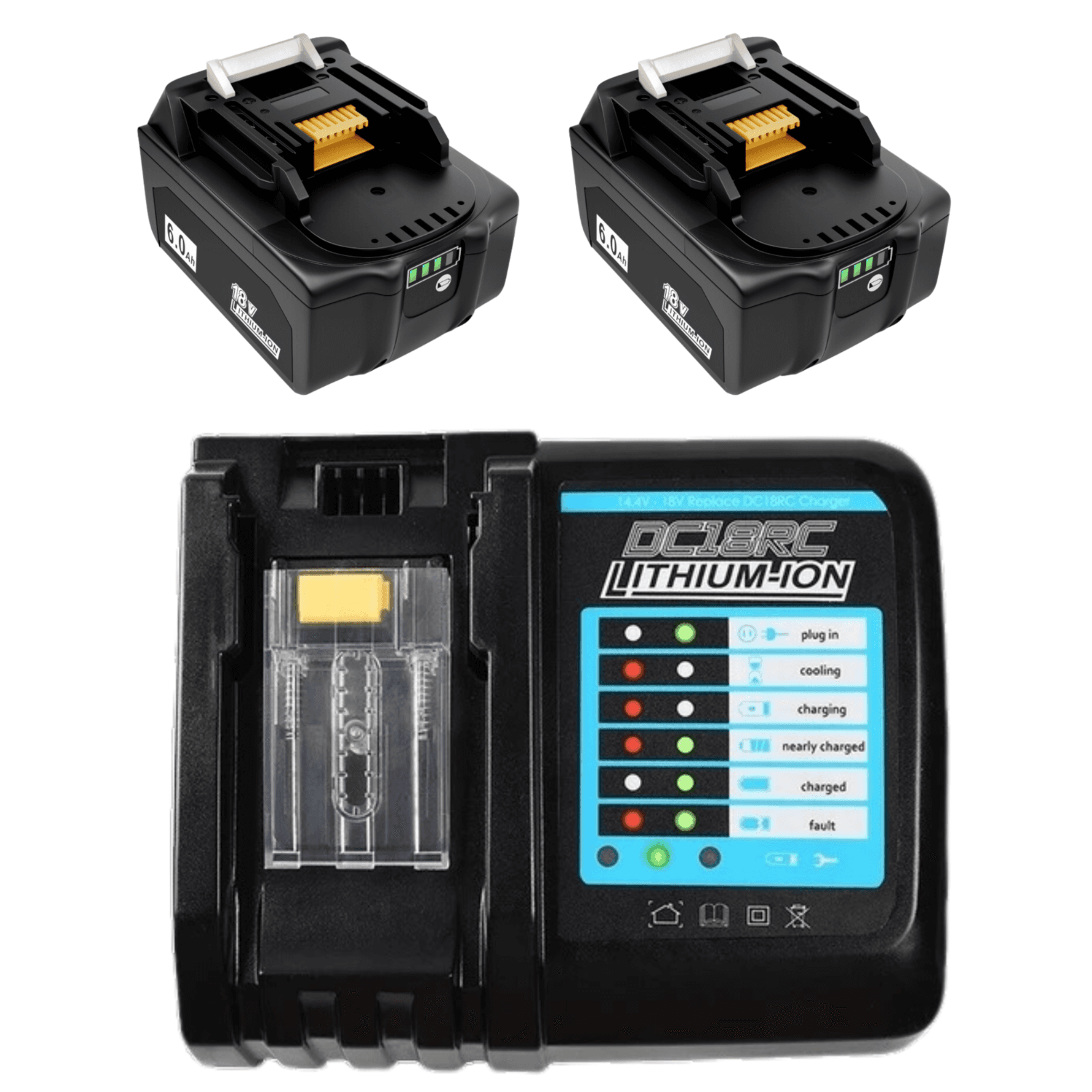 Akumulator x2 zamienny 18V 6Ah BL1840 +ładowarka przeznaczony do Makita LXT