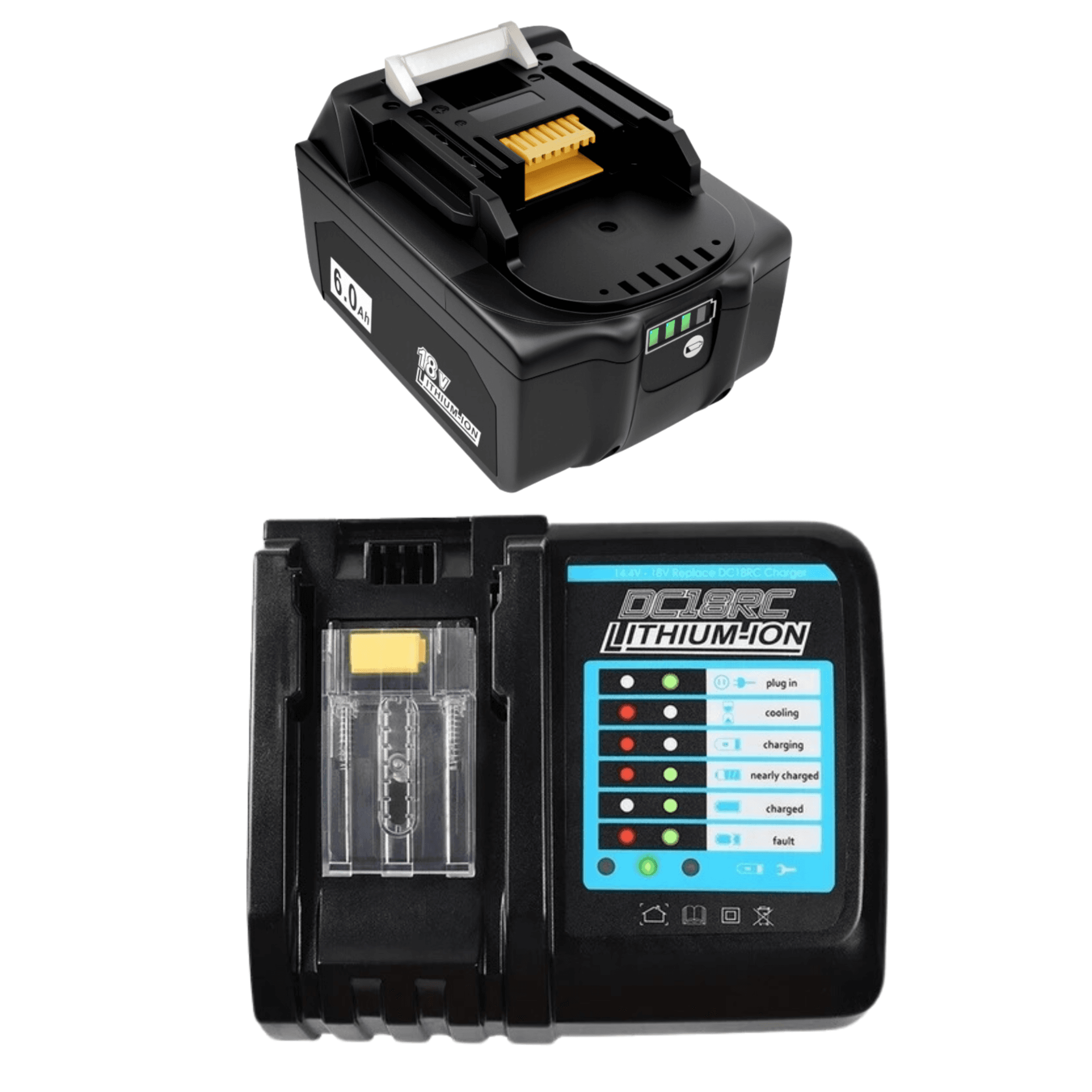 Akumulator zamienny 18V 6Ah BL1840 + ładowarka, przeznaczony do Makita LXT