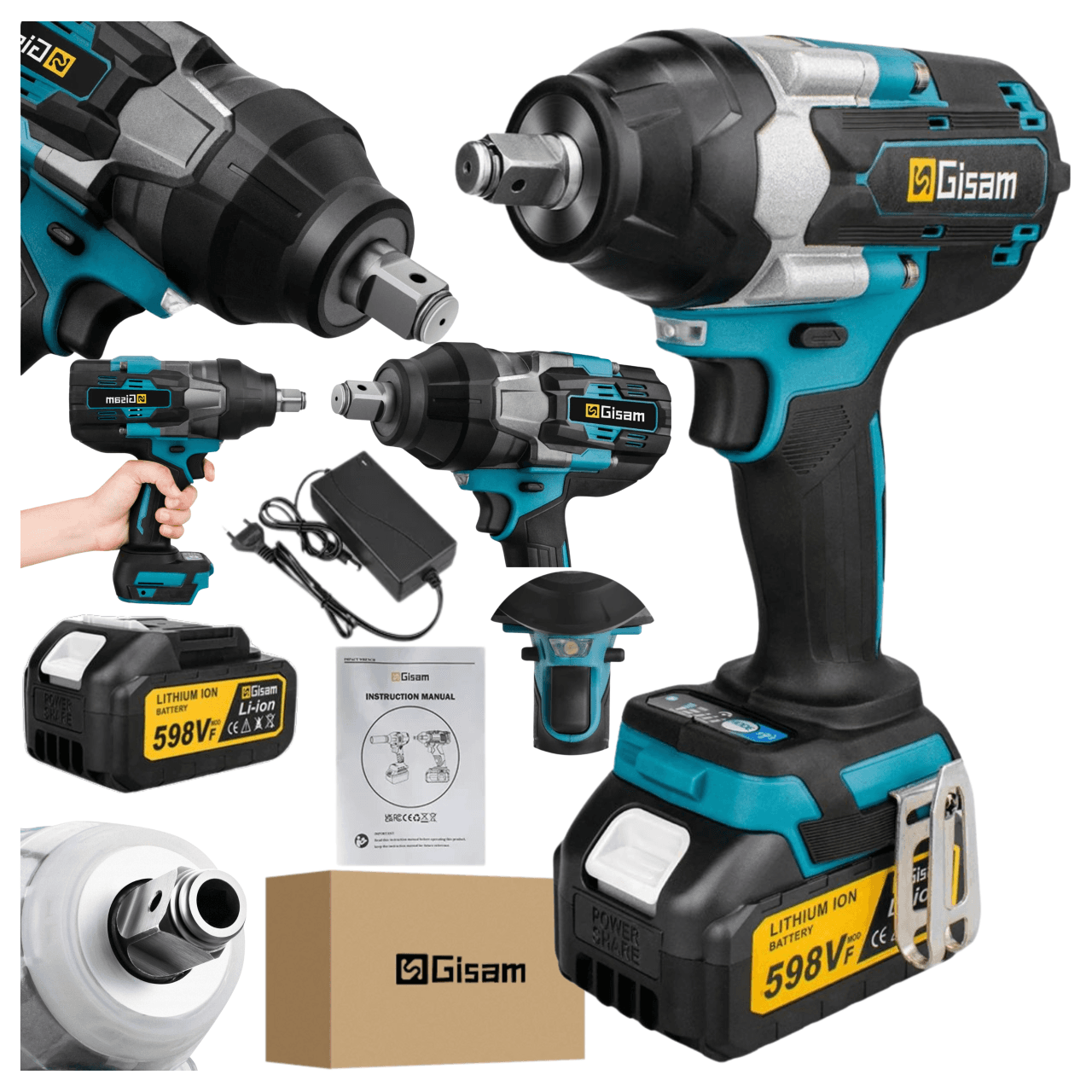 Zakrętarka udarowa 18V 1800Nm klucz udarowy kompatybilny z bateriami BL18XX