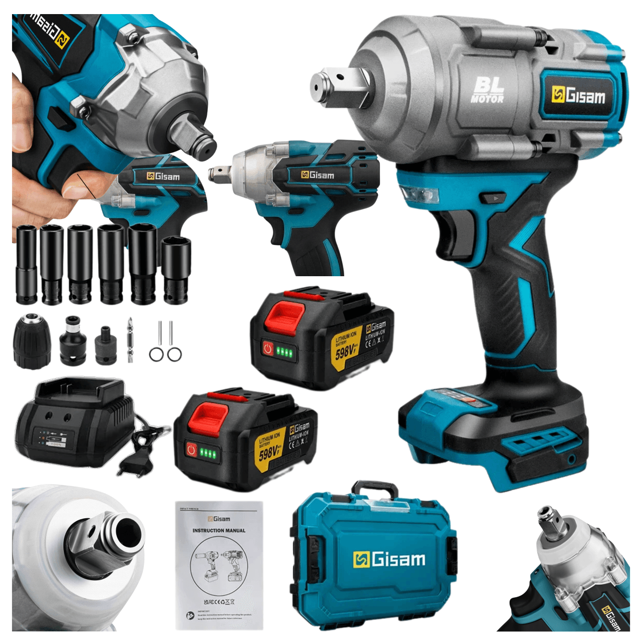 Zakrętarka udarowa 18V 2000Nm klucz udarowy kompatybilny z bateriami BL18XX