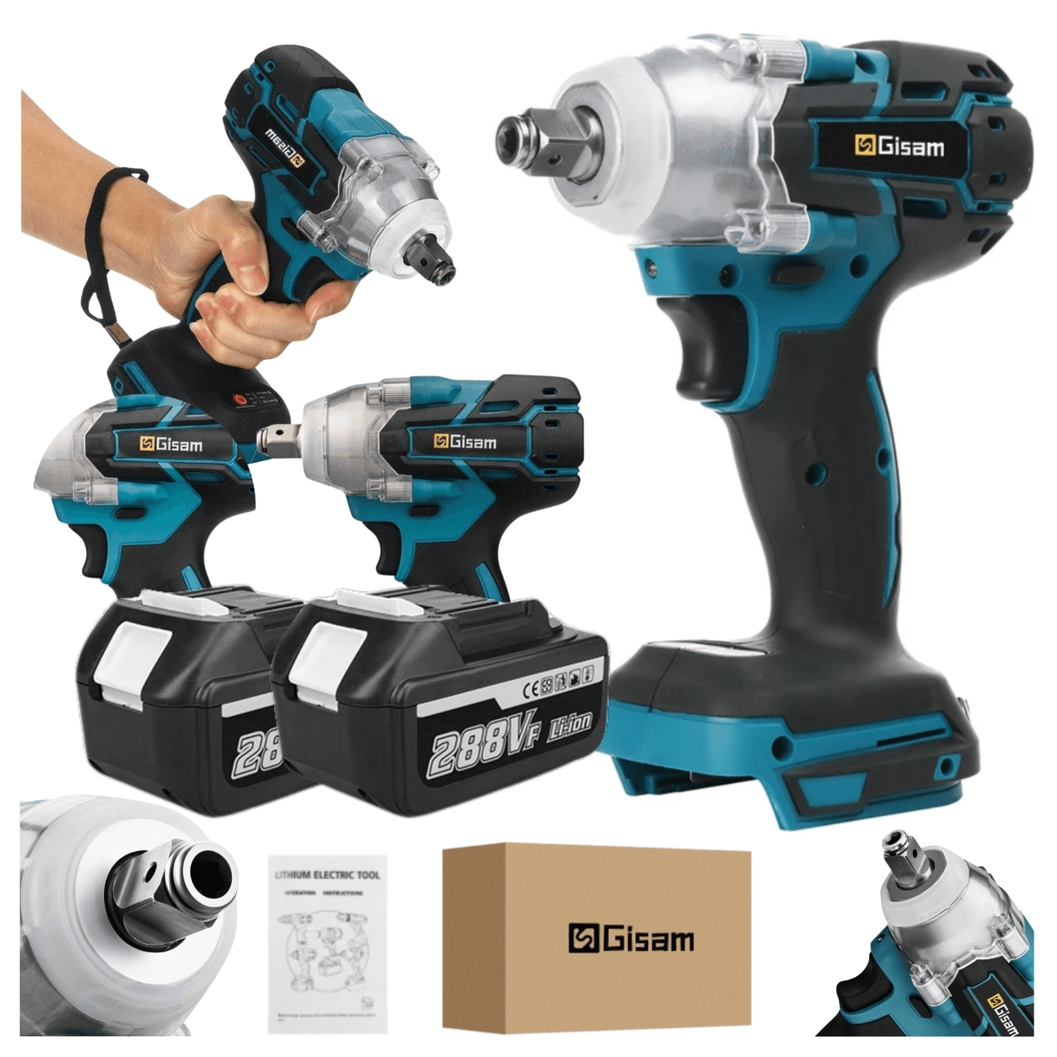 Zakrętarka udarowa 520Nm 18V klucz udarowy kompatybilny z bateriami BL18XXB