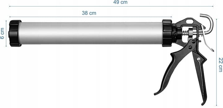 PISTOLET WYCISKACZ tubowy do mas silikonu uszczelniaczy 600ml + końcówka